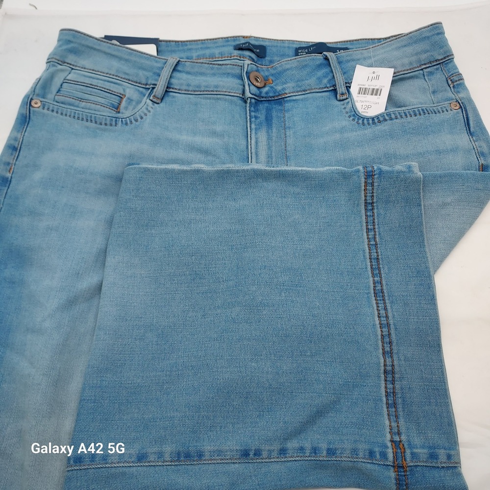 J. Jill Denim Wide Leg Crop Jeans Saltwater Wash Blue 12P Petite 320082